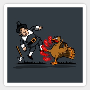 Retaliation Street Fighting Inspired Funny Thanksgiving Day Turkey Cartoon Magnet